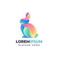 Colorful rabbit logo deisgn template  floral shape gradient Royalty Free Stock Photo