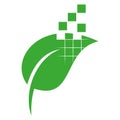 Leaves, plant and pixels, garden and plants logo, Photo and video logo