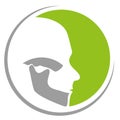 Person, head and jaw, orthodontics and dentist logo