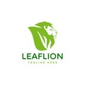 Leaf combine with lion logo Royalty Free Stock Photo