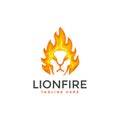 Style Logo Lion Fire Vector