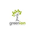 logo greenion splash water leaves and abstract spot tree