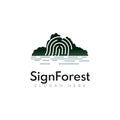 logo sign forest abtract lake and fingerprint vector