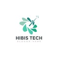 creative logo hibis tech  flower hibiscius with technology style vector Royalty Free Stock Photo