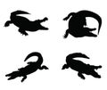 Set of crocodile Silhouette on isolated background Royalty Free Stock Photo