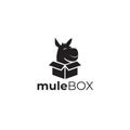 Mulebox logo, fun head mule and box vector