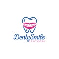 Denty smile logo, fun office oral facial surgery vector Royalty Free Stock Photo