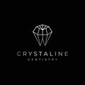 Crystaline dentistry logo, tooth shaped diamond line art vector