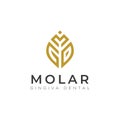 Molar gingiva dental logo, abstract dental company with initial MGD vector