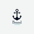 Ship anchor logo. Sailor symbol and a means of restraining the ship from moving. iron anchor