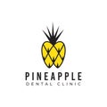 Pineapple dental clinic, fun fruit with tooth shape vector