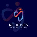 Relatives dental clinic, abstract mom and son with tooth ribbon vector