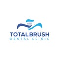 Total brush dental clinic logo, abstract toothpaste vector