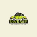 Door step anywhere anytime cab vector mascot logo