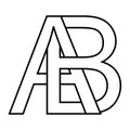 Logo ab icon sign two interlaced letters A B vector logo first capital letters pattern alphabet ab