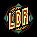 The logo is the abbreviation of `LDR` long distance relationship. The image with the color text on a black. Royalty Free Stock Photo