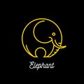 Logo of an abstract yellow line elephant icon on black background