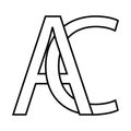 Logo ac icon sign two interlaced letters A C vector logo ac first capital letters pattern alphabet a c