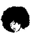 Logo african woman natural afro hair calling and drinking coffee