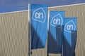 Logo of albert heijn on flags at delivery warehouse in Bleiswijk Royalty Free Stock Photo