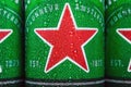 logo on aluminum cans of Heineken beer Royalty Free Stock Photo