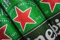 logo on aluminum cans of Heineken beer Royalty Free Stock Photo