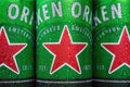 logo on aluminum cans of Heineken beer Royalty Free Stock Photo