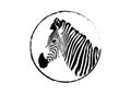 Logo animal zebra head, striped design vector isolated or a white background. Royalty Free Stock Photo