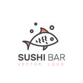 Logo of Asian Street Fast Food Bar or Shop, Sushi, Maki, Onigiri Salmon Roll with Chopsticks,