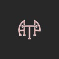 Logo ATP letters hipster monogram, combination initials A T P together, white and red thin line business card emblem