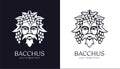 Logo Bacchus or Dionysus. Man face logo with grape berries and leaves. A style for winemakers or brewers. Sign for bar and Royalty Free Stock Photo