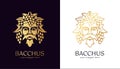 Logo Bacchus or Dionysus. Man face logo with grape berries and leaves. A style for winemakers or brewers. Sign for bar and Royalty Free Stock Photo