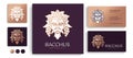 Logo Bacchus or Dionysus. Man face logo with grape berries and leaves. A style for winemakers or brewers. Sign for bar and Royalty Free Stock Photo