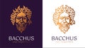 Logo Bacchus or Dionysus. Man face logo with grape berries and leaves. A style for winemakers or brewers. Sign for bar and