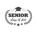 Logo badge for graduating senior class 2017, in black isolated white background, design for the graduation party for