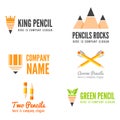 Logo, badge, label, logotype elements with pencil