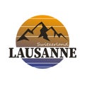 LOGO BADGE with the text Switzerland, Lausanne, vector illustration