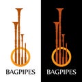 Logo with Bagpipes on white and black