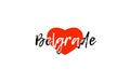 European capital city belgrade love heart text logo design