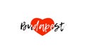 European capital city budapest love heart text logo design