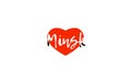 European capital city minsk love heart text logo design