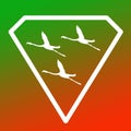 Logo Banner Image Flying Flamingo Birds in Diamond Shape on Green Red Background