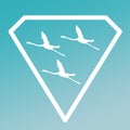 Logo Banner Image Flying Flamingo Birds in Diamond Shape on Turquoise Background