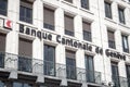 Logo of Banque Cantonale de Geneve on their local office in Lyon. Also called BCGE, it is a Swiss cantonal bank from Geneva