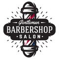 Logo for barbershop with barber pole in vintage style Royalty Free Stock Photo