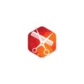 Logo for barbershop, hair salon. Scissors icon