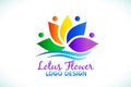 Logo beautiful lotus flower spa massage yoga people business id card vector web colorful logotype image design