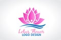 Logo beautiful lotus flower spa massage yoga people vector Royalty Free Stock Photo