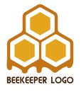 Logo of a beekeeper, apiary, honey or bee products company. Bee honeycombs with flowing trickles of honey. Sign, label. Symbolizes