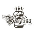 Logo beer mugs with crown and inscription `Beerking`.